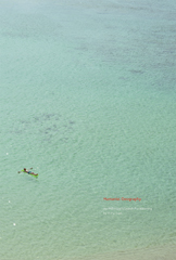 A person floating in a clear sea of green